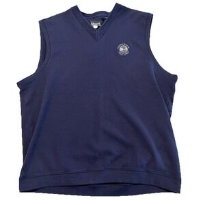 Ashworth Pebble Beach Golf Links V Neck Vest Navy Large Golfing Preppy